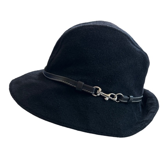Coach Women’s Leather Trim Wool Fedora in Black S main image 9